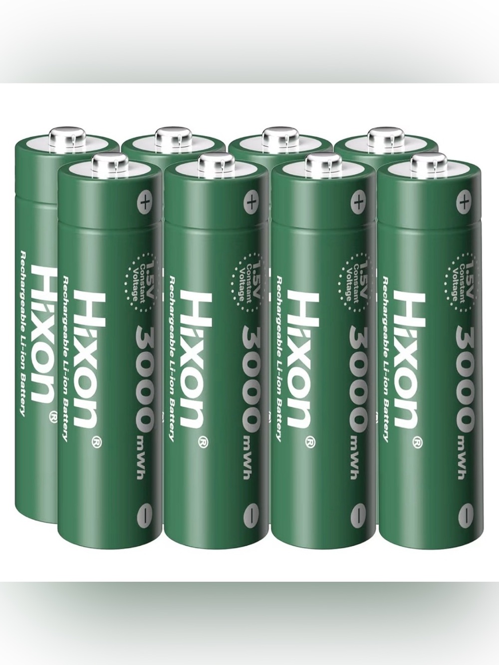 Hixon AA 1.5V Li-ion Rechargeable Batteries 8 Pack 3000mWh High Drain
